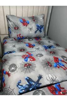 Tek Kişilik Gri Spiderman/örümcek Adam Ranforce Nevresim Takımı