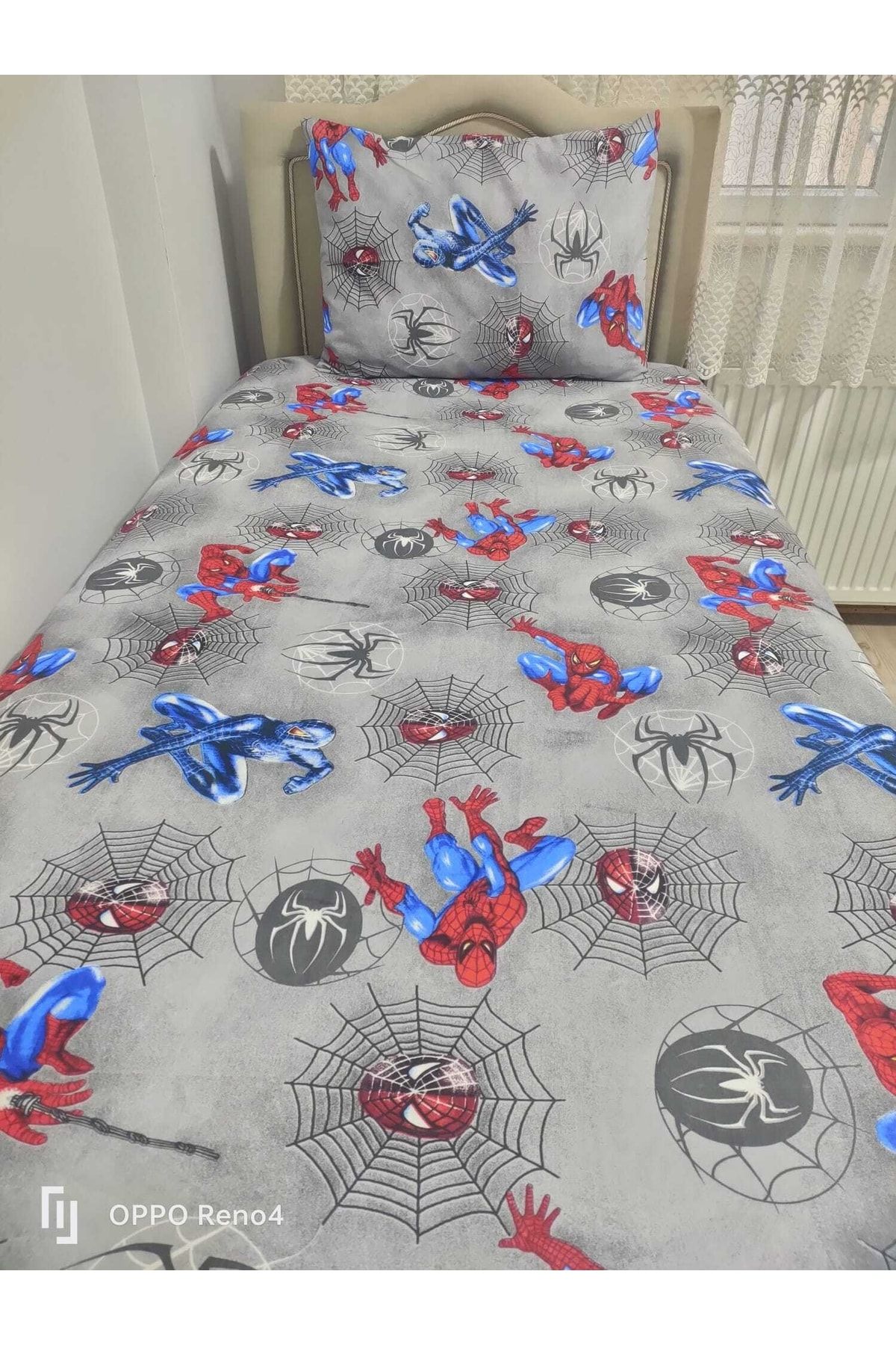 Tek%20Kişilik%20Ranforce%20(kumaş)%20Lastikli%20Çarşaf%20Takımı%20Gri%20Spiderman